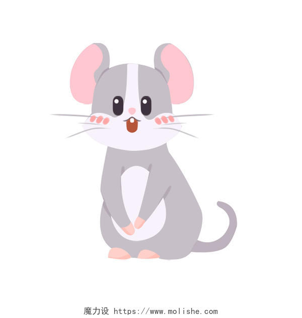 可爱卡通手绘动物元素可爱老鼠PNG素材
